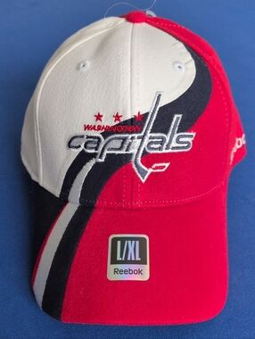 L/XL Washington Capitals Vintage Reebok Flex Cap Hat Hockey NHL Retro Ovechkin